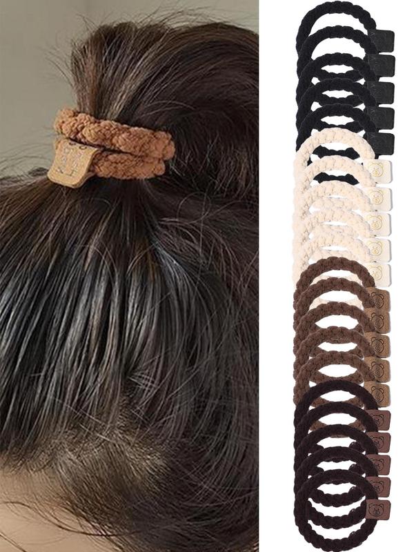 Solid Color High Stretch Hair Ties, Cute Hair Accessories for Women & Girls, Minimalist Headwear Suitable for Thick Hair