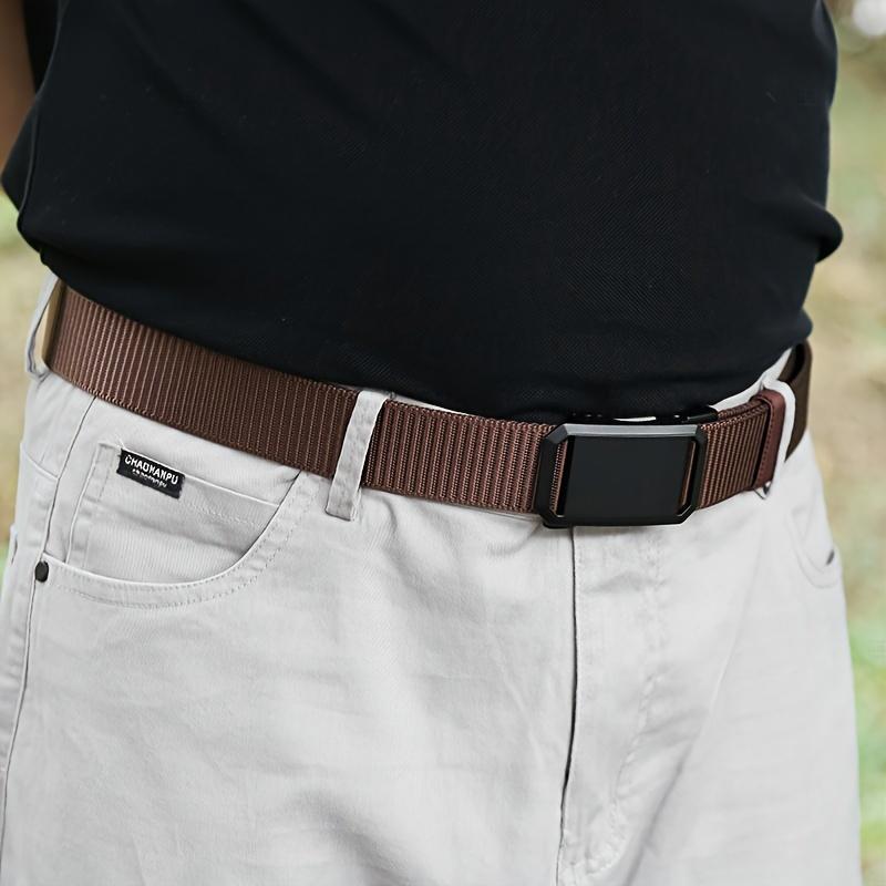 3-Pack Men's Durable Nylon Canvas Belt with Automatic Buckle-Versatile and Stylish, Suitable for Outdoor Activities, Black