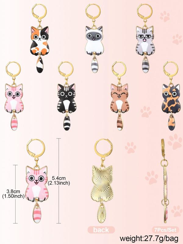 Cute Cat Themed Pendant Marker Buckle, Colorful Animal Design Pendant Marker Buckle, DIY Jewelry Making Accessories for Knitting Tool