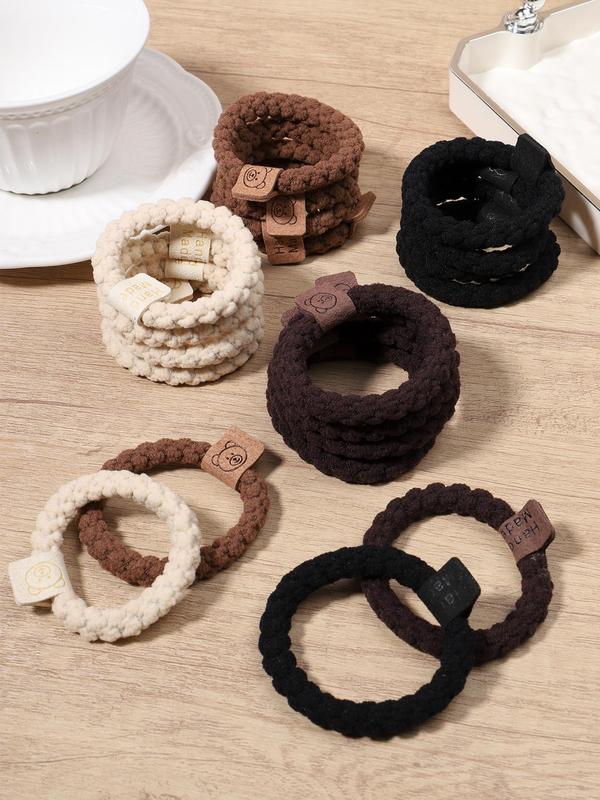 Solid Color High Stretch Hair Ties, Cute Hair Accessories for Women & Girls, Minimalist Headwear Suitable for Thick Hair