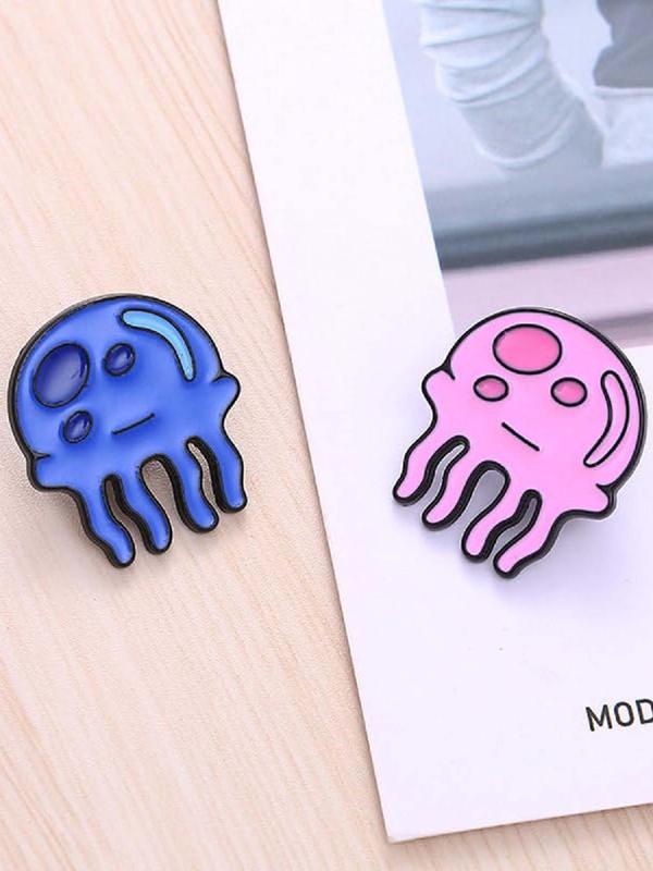 Cute Cartoon Jellyfish Design Brooch, Fashion Alloy Badge for Women & Men, Enamel Pin Suitable for Backpacks, Jeans, Scarves, Hats Decoration