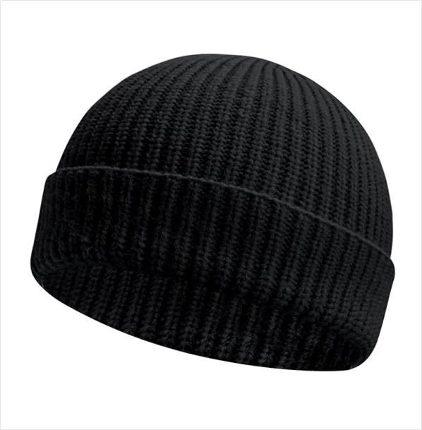 Fisherman Beanie for Men Hat Short Knit Cuff Beaniess Trawler Beanie Watch Hat Roll up Edge Skullcap Unisex