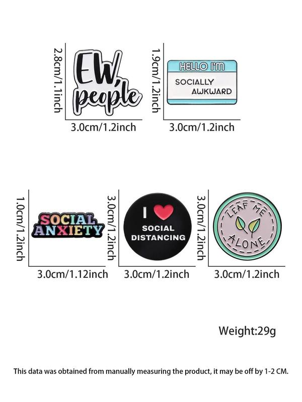 Social Anxiety Themed Brooch Set, Cute Cartoon Badge for Backpack & Clothes Collar, Fashion Accessories for Women & Men