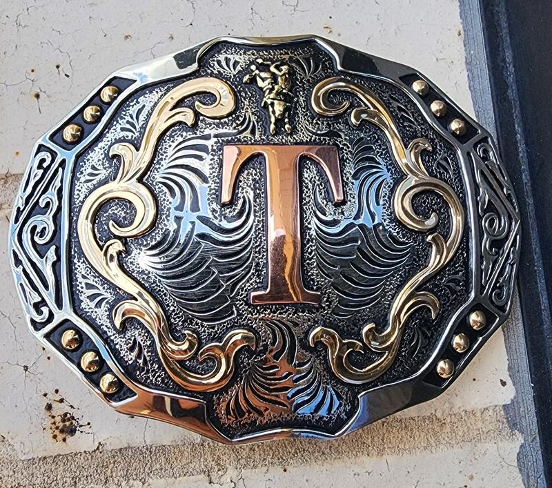 Handcrafted Western Buckle. Choose your Initial