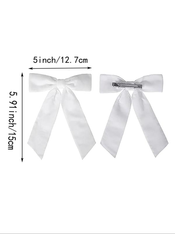 Solid Color Velvet Bow Decor Hair Clips, Cute Hair Accessories for Women & Girls, Minimalist Headwear Suitable for Thick Hair