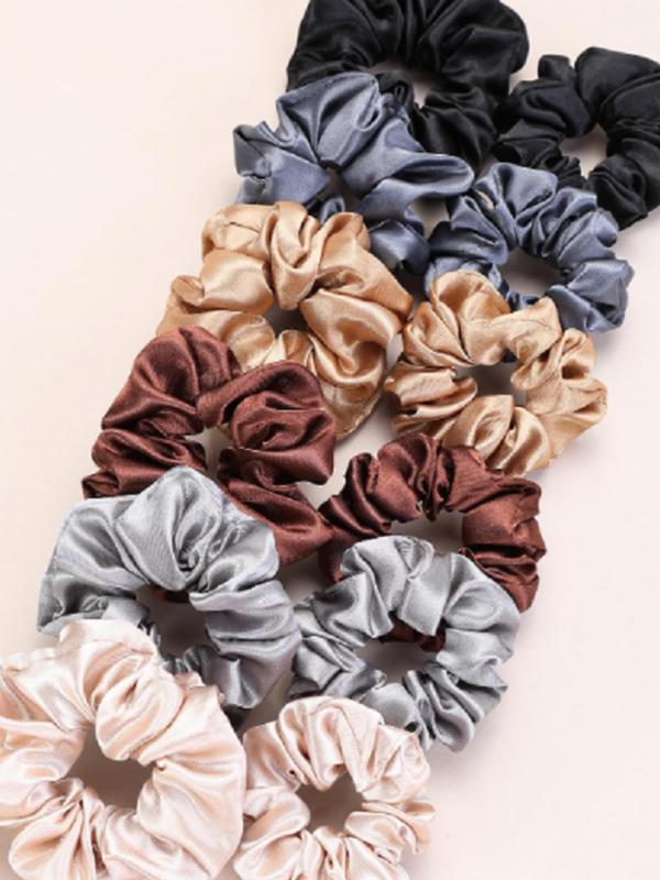 Multi-color Assorted Scrunchie Set, Women's Fashion Bright Satin Hair Ties, Hairstyle Tools, High Elasticity and Comfort Holiday Gifts Decorations. Suitable for Festivals, Travel