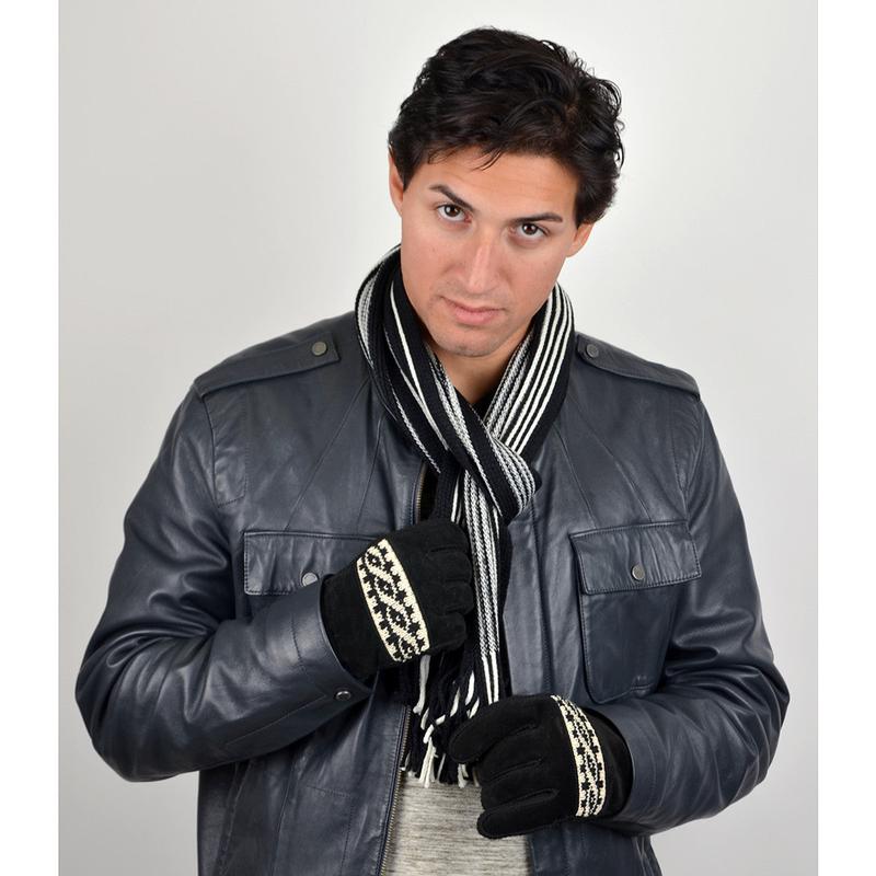 Men's Genuine Leather Non-Slip Grip Winter Gloves with Soft Acrylic Lining