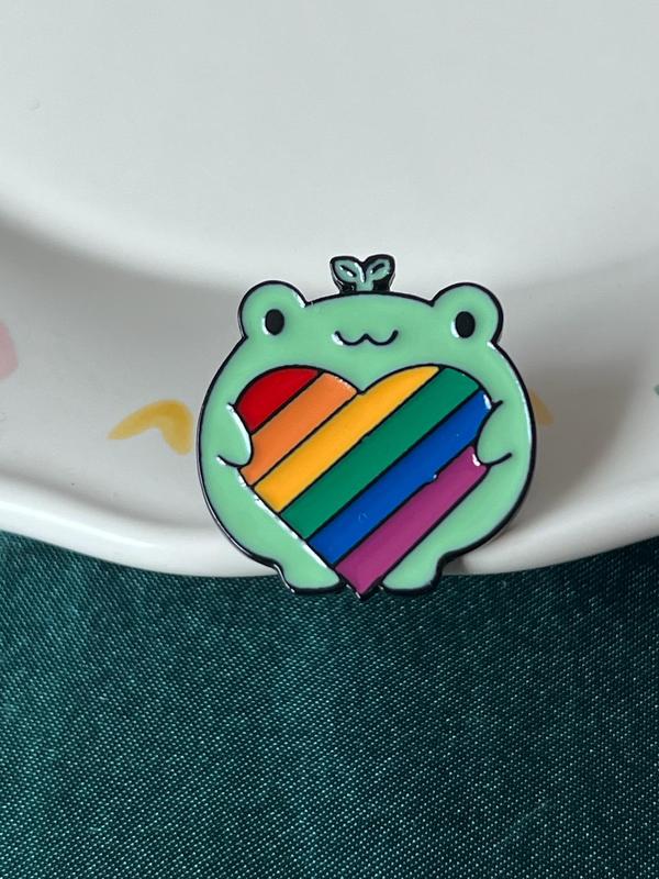  Cute Cartoon Animal Design Brooch, Frog Design Clothes Brooch, Fashion Alloy Badge for Women & Men School Bag