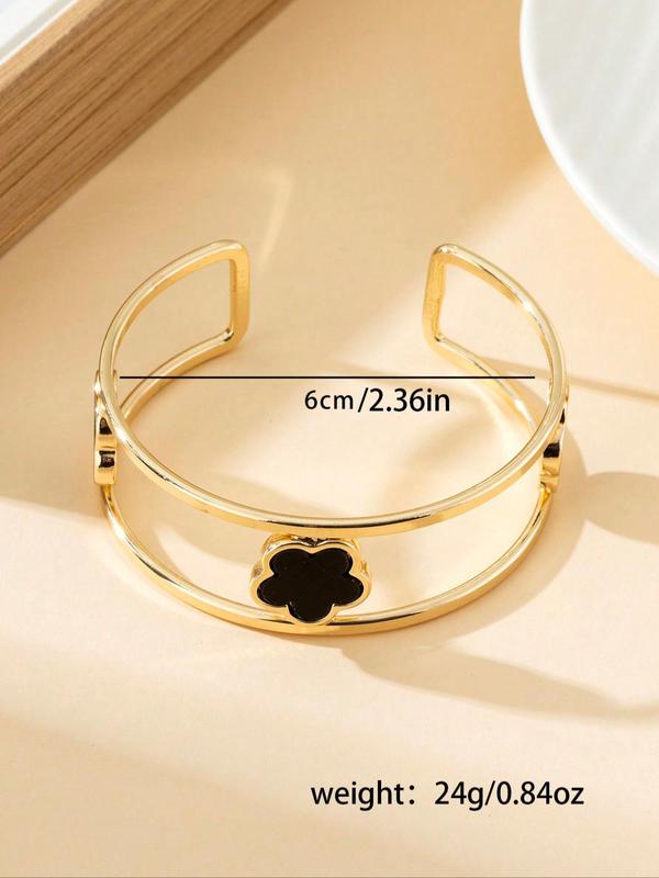 Flower Design Cuff Bangle, Elegant Bangle for Women, Fashion Jewelry for Party, Daily Clothing Decor, Trendy All-match & Exquisite Jewelry for Birthday Gift