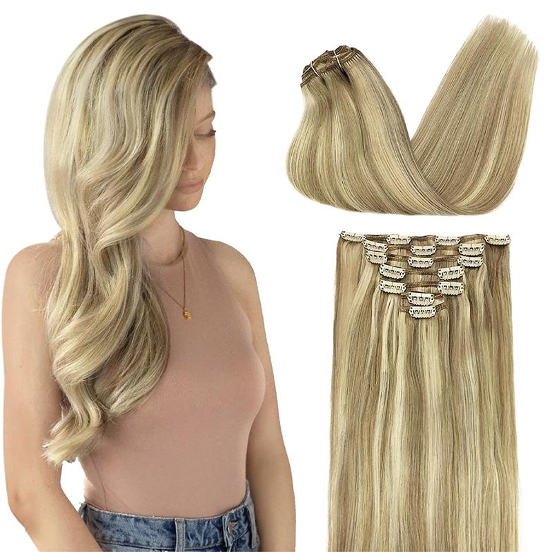 Doores Clip in Hair Extensions Real Human Hair Extensions 120g 7pcs Natural Straight Beginner Friendly