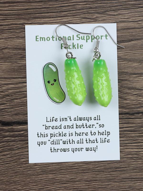 Cucumber Design Dangle Earrings with Card Hugs, Cute Vegetable Themed Earrings for Women & Girls, Fashion Jewelry for Party Decor, Trendy Exquisite Jewelry for Birthday Gift