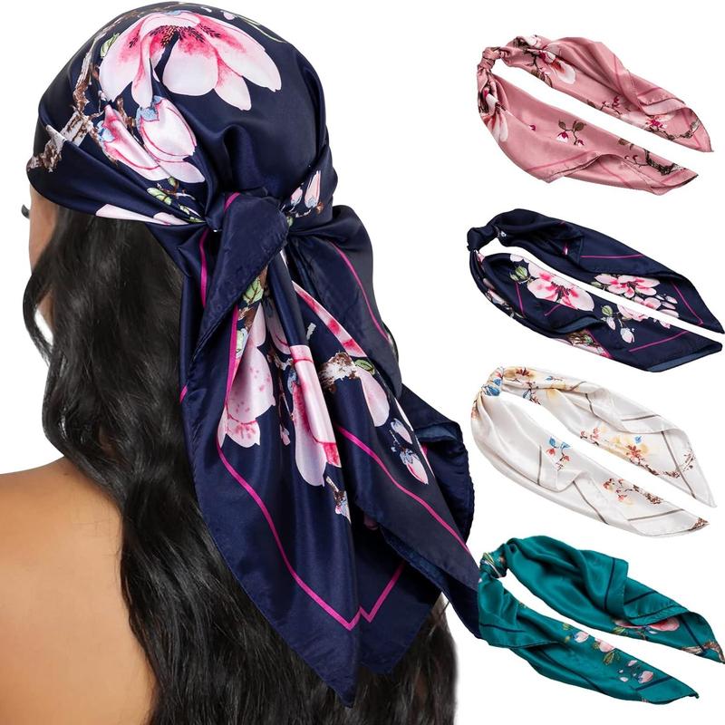 Head Scarf for Women 35” Head Scarves Silk Like Satin Neck Scarfs Square Bandana Hair Wraps Scarf for Sleeping