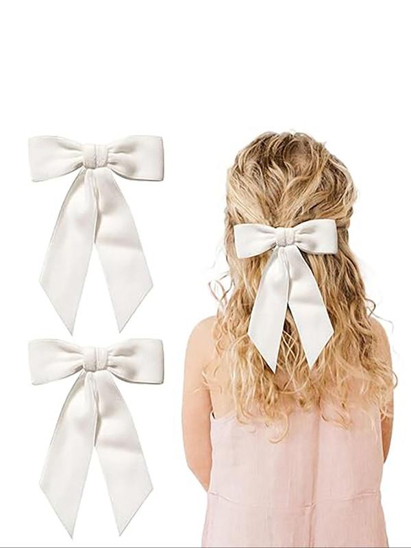 Solid Color Velvet Bow Decor Hair Clips, Cute Hair Accessories for Women & Girls, Minimalist Headwear Suitable for Thick Hair