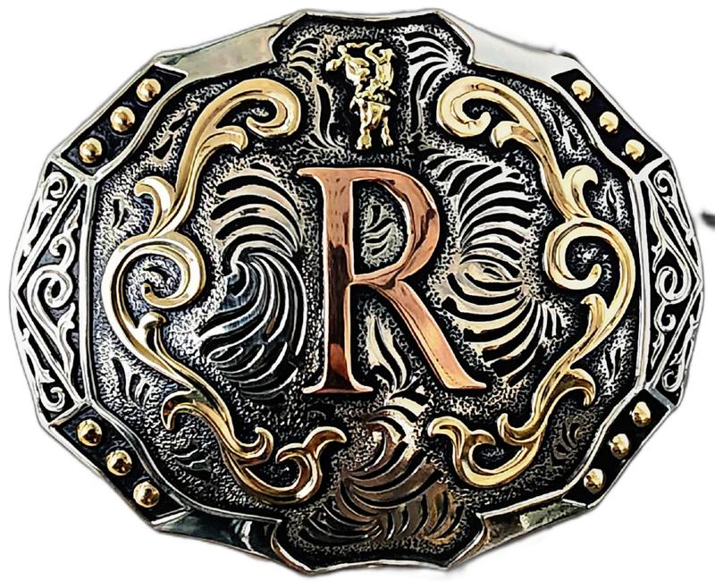 Handcrafted Western Buckle. Choose your Initial