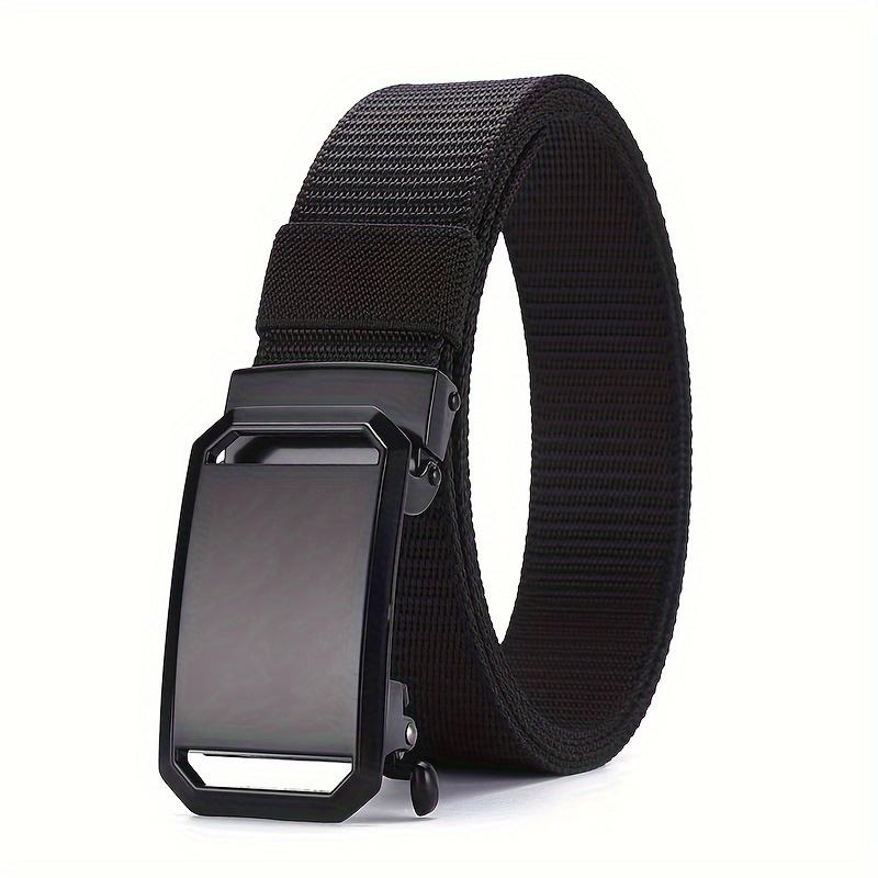 3-Pack Men's Durable Nylon Canvas Belt with Automatic Buckle-Versatile and Stylish, Suitable for Outdoor Activities, Black