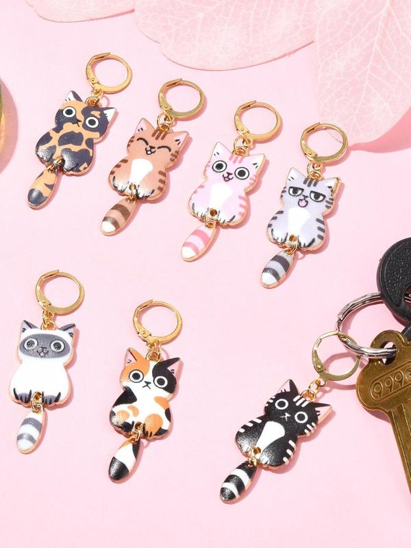 Cute Cat Themed Pendant Marker Buckle, Colorful Animal Design Pendant Marker Buckle, DIY Jewelry Making Accessories for Knitting Tool