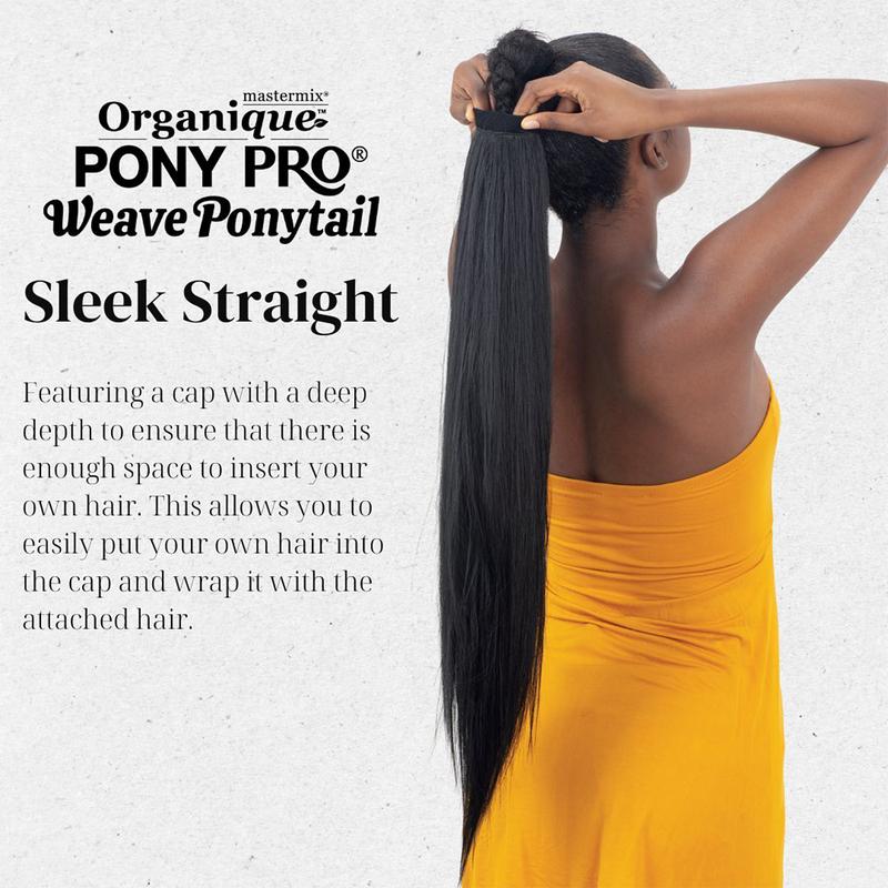 Shake N Go Weave Organique Pony Pro Ponytail Sleek Straight with Secret Pocket made by Pre-sewn Weave