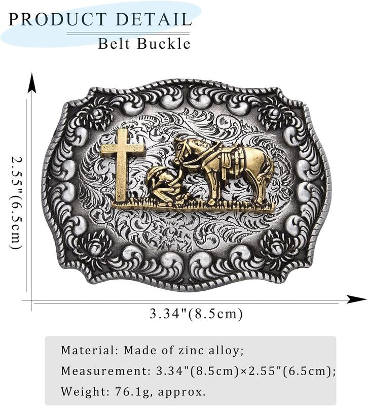 Western Cowboy Texas Retro Celtic Cross Horse Man Religious Christmas Halloween Belt Buckle Gifts