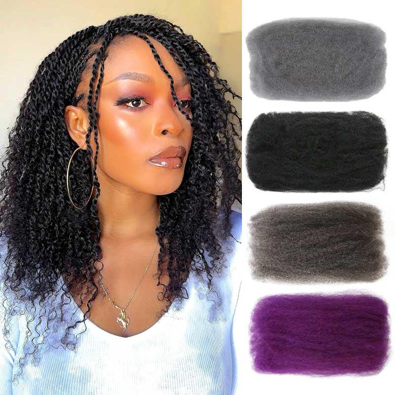 QVR Natural Black Afro kinky Bulk Hair Extensions For Braiding Dreadlock Human Hair 1