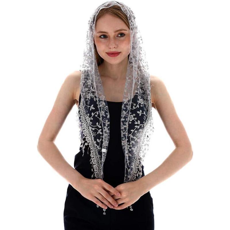 Triangle Lace Mantilla Veil Tulle Scarf Covering Church Veil for Mass Wedding Bridesmaids