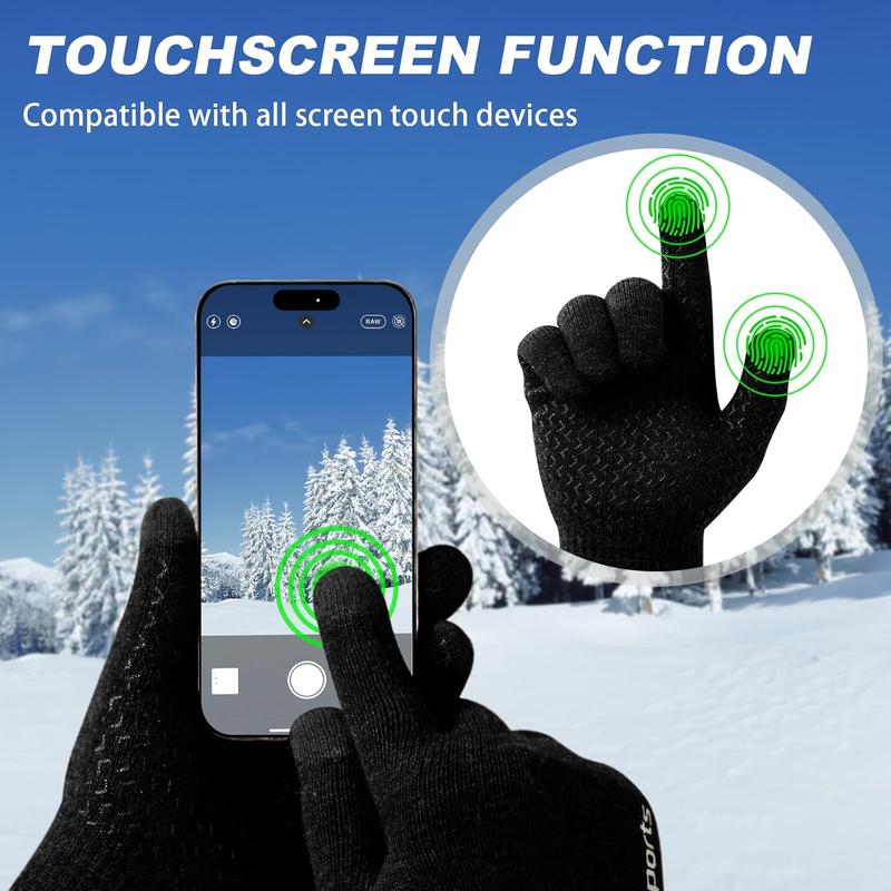 Winter Gloves - Gloves for Men Women,  Fleece Liner Gloves with Touchscreen, Warm Knit Gloves for Cold Weather