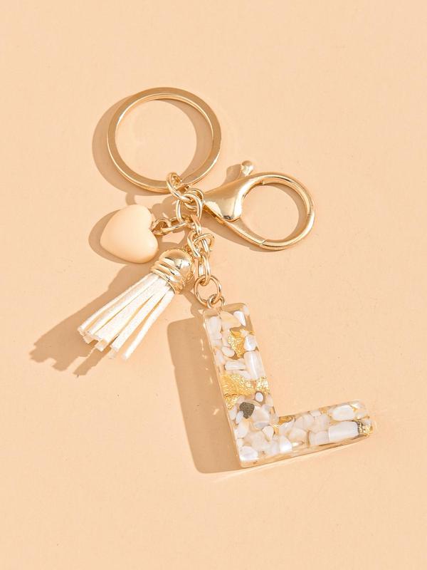 Fashion Letter & Tassel Design Keychain, Cute Keychain for Women & Men, Trendy All-match & Exquisite Keychain for Birthday Gift