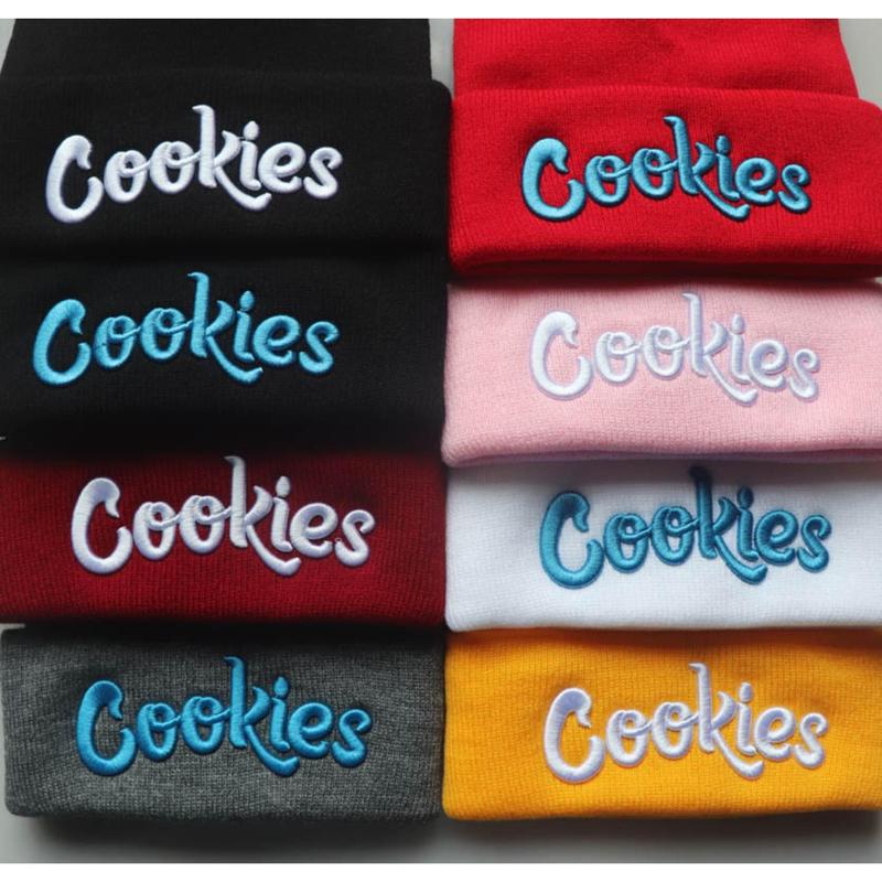 Unisex Letter Embroidery Knit Cap Cookies Y2K Beanies Casual Winter Warm Hats Hip-Hop Soft Stretch Warm Knitted Slouchy Cap