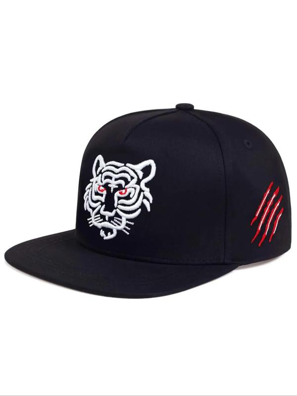 Summer 2024 New Stylish Unisex Street Trend Country Hat, Tiger Embroidering Snapback Cowboy Hat for Men & Women,  Birthday Outfit, Trendy Casual Hip Hop Flat Peak Baseball Cap for Back To School