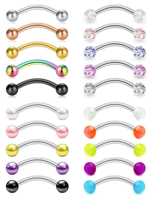 Fashionable Faux Pearl & Rhinestone Decorated Body Jewelry, 20pcs set Mixed Color Body Piercing Jewelry, Fashion Body Jewelry for Women & Men