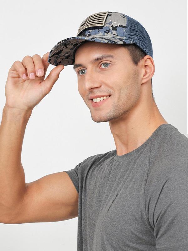 Unisex Casual Trendy Camo Pattern Baseball Cap, Camo Hat, Trucker Hats for Men, Summer Street Style Sportive Cowboy Baseball Cap for Outdoor Wear, Fashion Fitted Hat for Men & Women for All Season