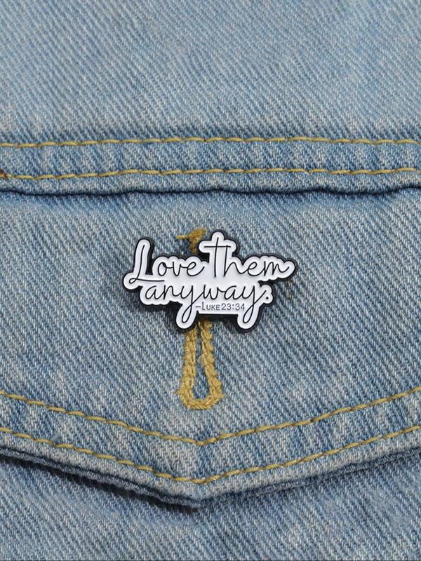 Letter Design Brooch, Fashionable Clothes Accessories for Men & Women, Enamel Pin Suitable for Backpacks, Jeans, Scarves, Hats Decoration Fixed Buckle, Casual Alloy Jewelry for Men & Women