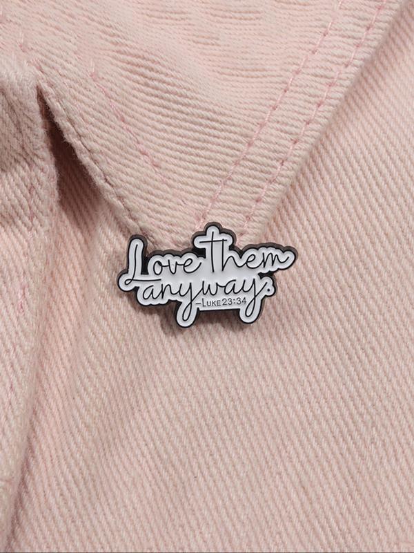 Letter Design Brooch, Fashionable Clothes Accessories for Men & Women, Enamel Pin Suitable for Backpacks, Jeans, Scarves, Hats Decoration Fixed Buckle, Casual Alloy Jewelry for Men & Women