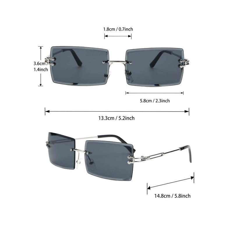 5pairs Men Rimless Square Lens Fashion Glasses Beach Accessories Glasses Shades