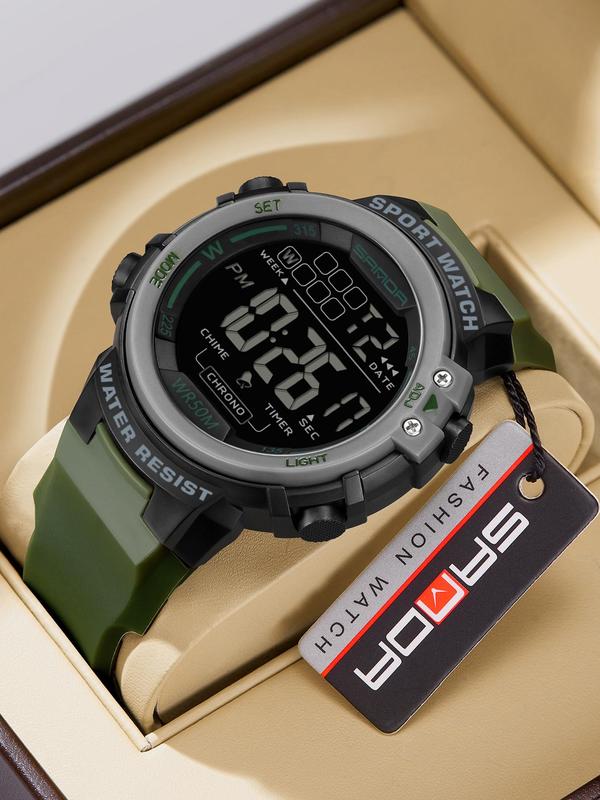 Men's Fashionable Digital Watch, Casual Sporty Digital Watch with Alarm Function, Waterproof Electronic Watch for Outdoor Sports