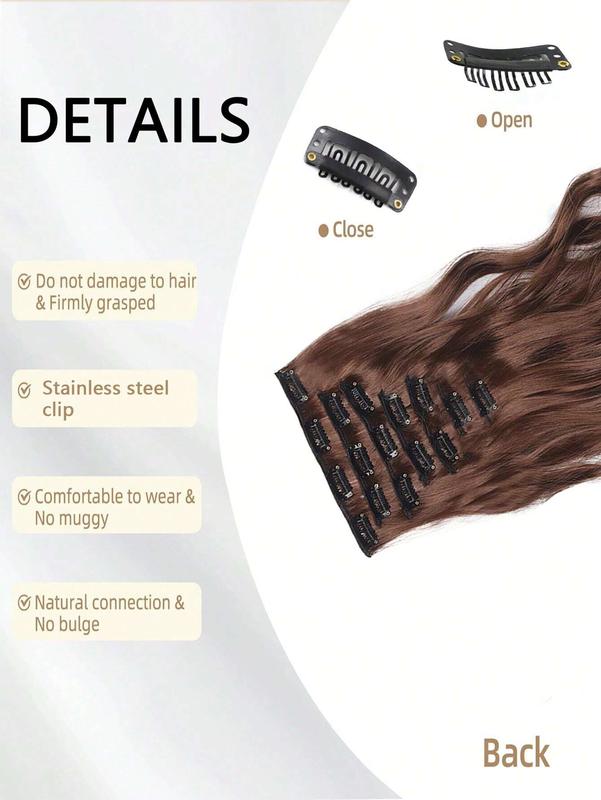 18-30 Inch Black Long Curly Hair Extensions - 7-Piece Set with 16 Clips, Natural Look for Women’s Daily Use