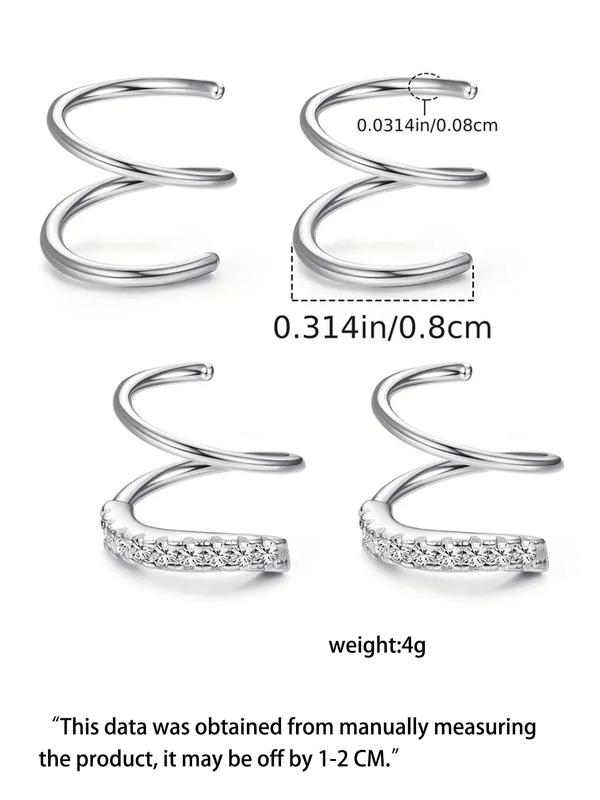 Simple Spiral Design Stud Earrings (2 Pairs), Stainless Steel Jewelry for Women, Fashion Jewelry for Party, Daily Clothing Decor, Trendy All-match & Exquisite Jewelry for Birthday Gift