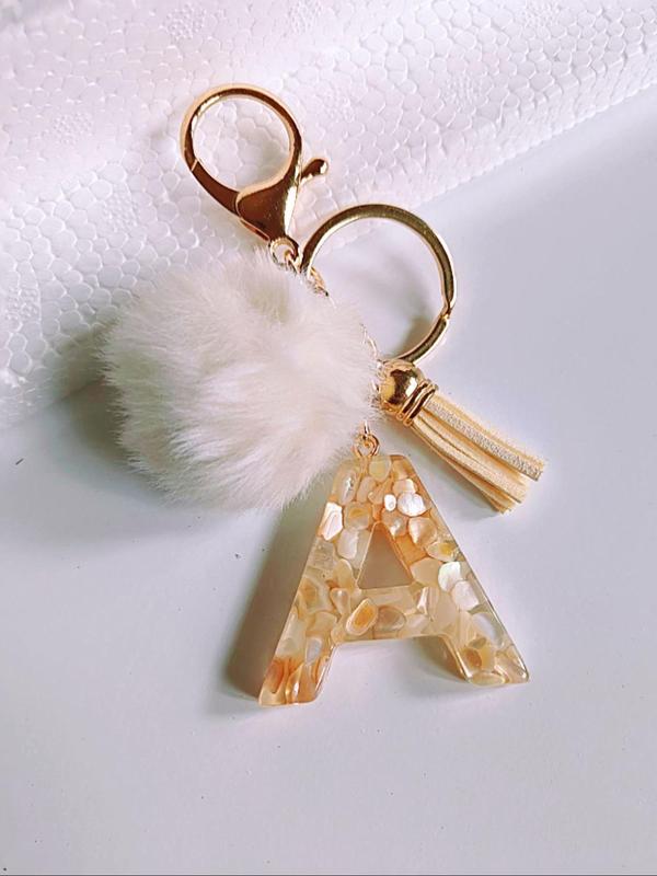 Fashion Letter & Tassel Design Keychain, Cute Keychain for Women & Men, Trendy All-match & Exquisite Keychain for Birthday Gift