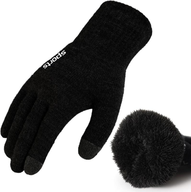 Winter Gloves - Gloves for Men Women,  Fleece Liner Gloves with Touchscreen, Warm Knit Gloves for Cold Weather