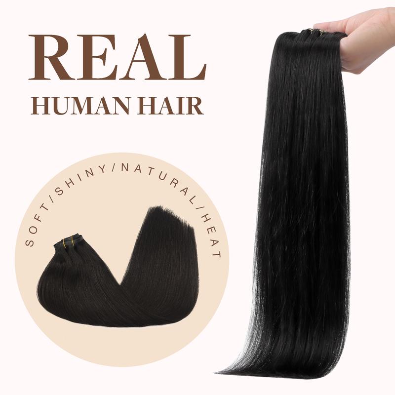 GOOGOO Hair Extensions Seamless Clip in Human Hair Natural Straight