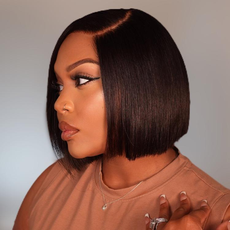 LUVME Put On & Go Blunt Cut Straight Bob Minimalist HD Lace Glueless C Part Wig