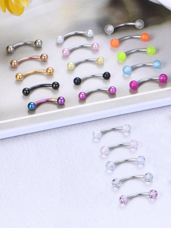 Fashionable Faux Pearl & Rhinestone Decorated Body Jewelry, 20pcs set Mixed Color Body Piercing Jewelry, Fashion Body Jewelry for Women & Men