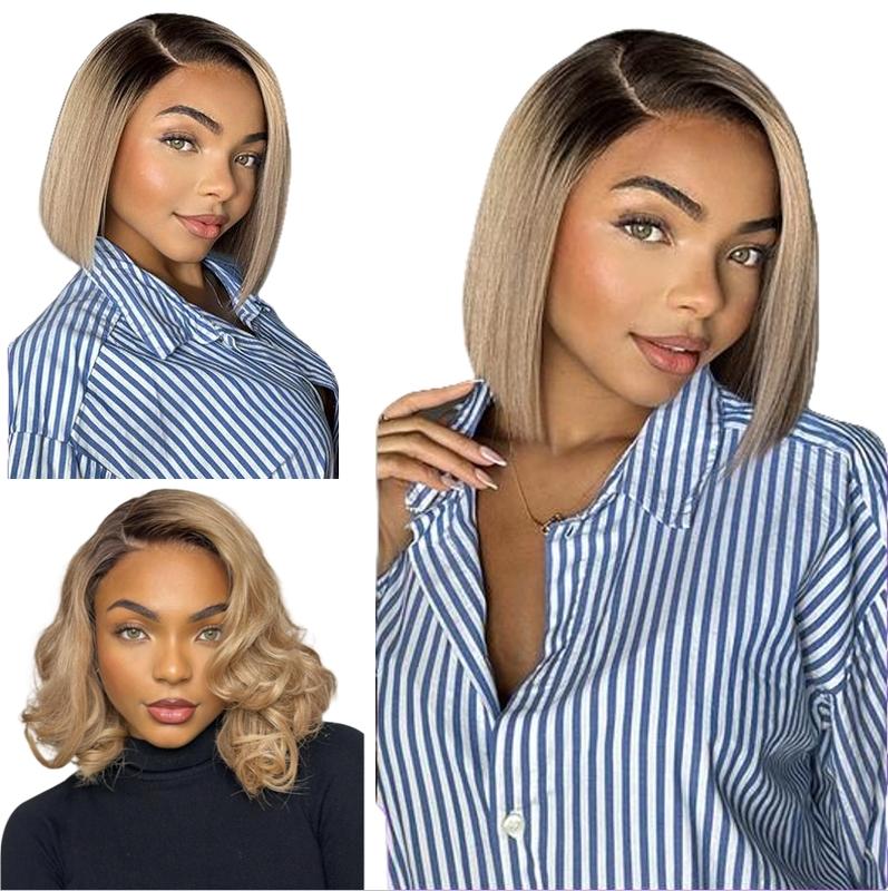 LUVME Put On & Go Blunt Cut Straight Bob Minimalist HD Lace Glueless C Part Wig