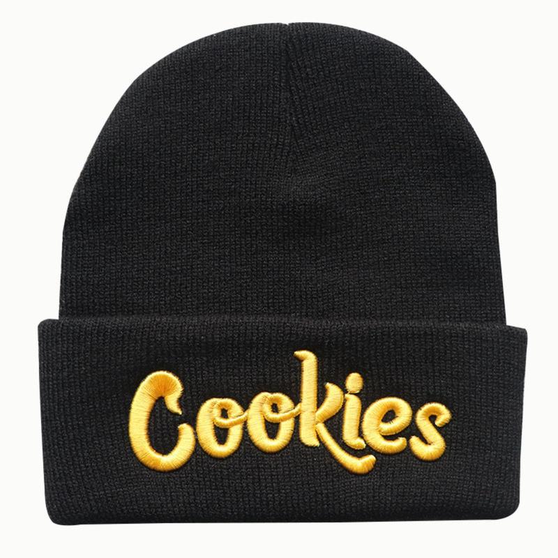 Unisex Letter Embroidery Knit Cap Cookies Y2K Beanies Casual Winter Warm Hats Hip-Hop Soft Stretch Warm Knitted Slouchy Cap