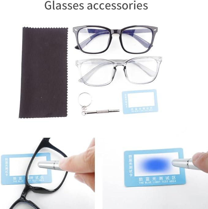 Computer Gaming Glasses - 2 Pack Fashion Square Fake Eyeglasses,  Blockers Glasses for Women Men，Retro Round  Computer Glasses，Party Glasses