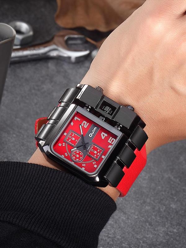 Men's Punk Style Square Dial Quartz Watch, Fashion Watch for Party, Daily Clothing Decor, Trendy All-match & Exquisite Watch for Birthday Gift with Box