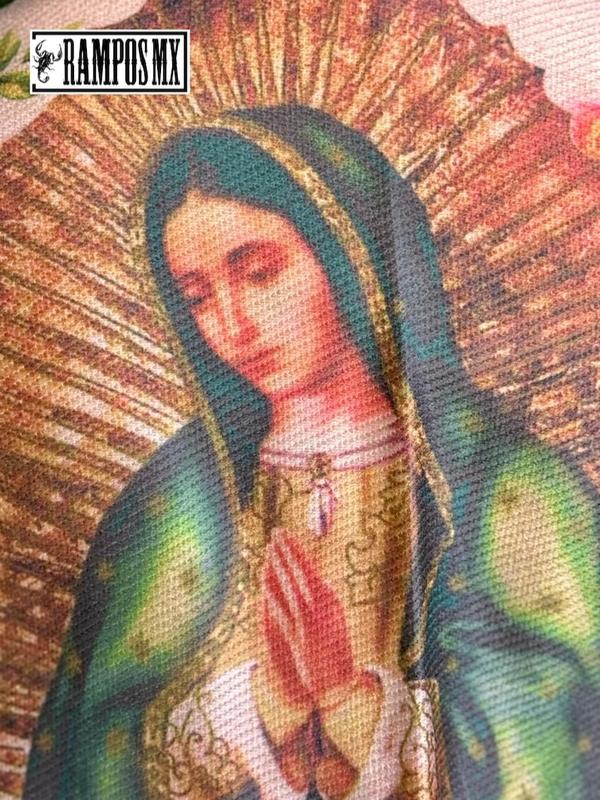 Shawl Virgin Mary Mexican Handmade Shawl,Floral Shawl from Mexico, Mexican Blanquet wrap ,Reboso Bordado Mexicano ,Reboso Virgen Guadalupe