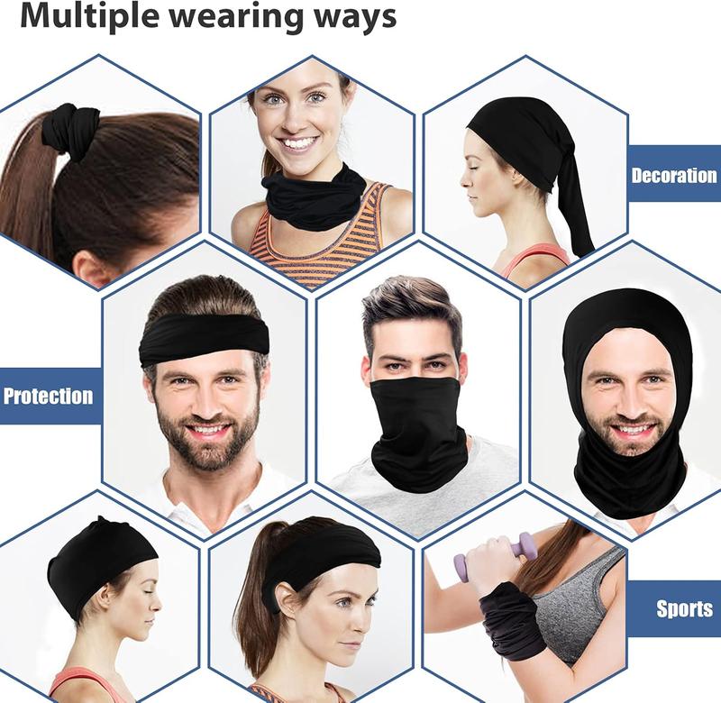 9 count Sun UV Protection Face Mask Cooling Neck Gaiter Balaclava Bandana Scarf (9 Pack(Black))