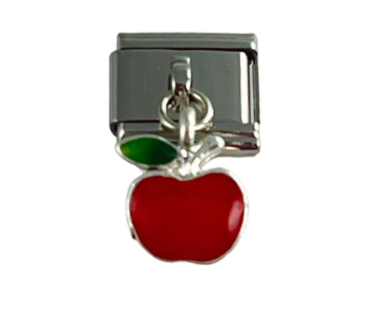 Italian Charm Link Dangle Red Apple Charm 9mm