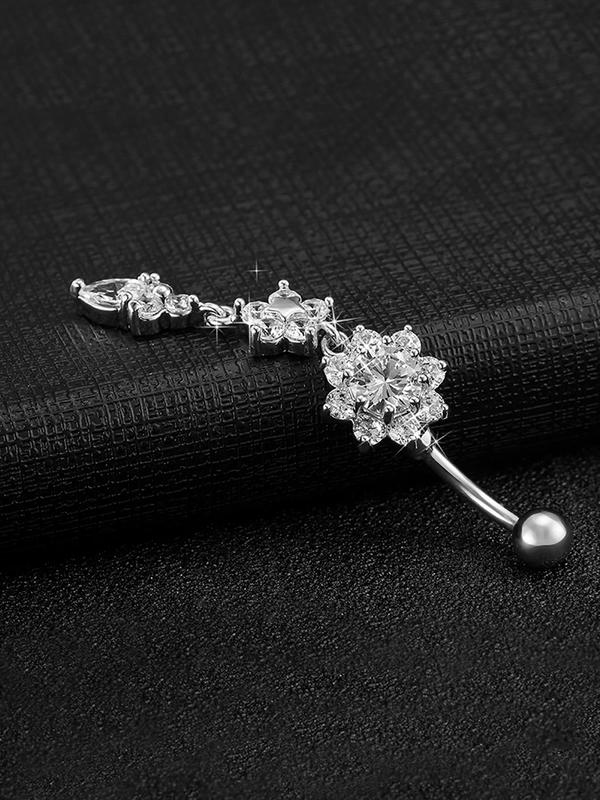 Rhinestone Decorated Belly Ring, Women Belly Piercing Body Jewelry for Party, Daily Clothing Decor, Trendy All-match Cool Female Accessories for Birthday Gift