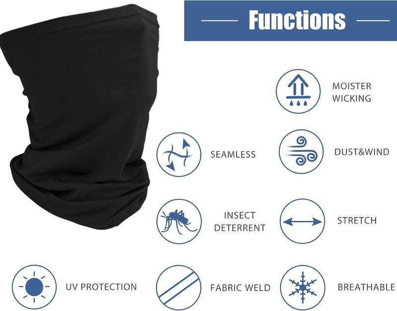 9 count Sun UV Protection Face Mask Cooling Neck Gaiter Balaclava Bandana Scarf (9 Pack(Black))